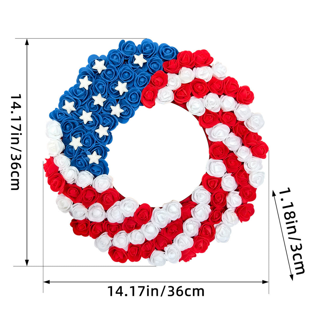Independence Day patriotic front door wreath with Eagle Statue of Liberty and Liberty Bell accents Bowlift