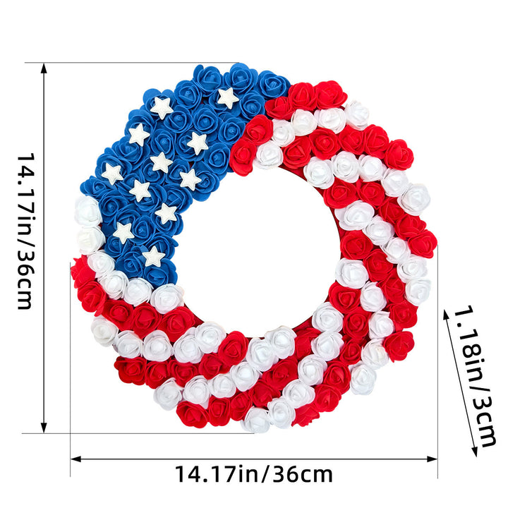 Independence Day patriotic front door wreath with Eagle Statue of Liberty and Liberty Bell accents Bowlift
