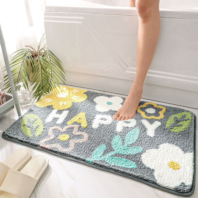 Unisex Leaf Design Plush Bathroom Mat Bowlift