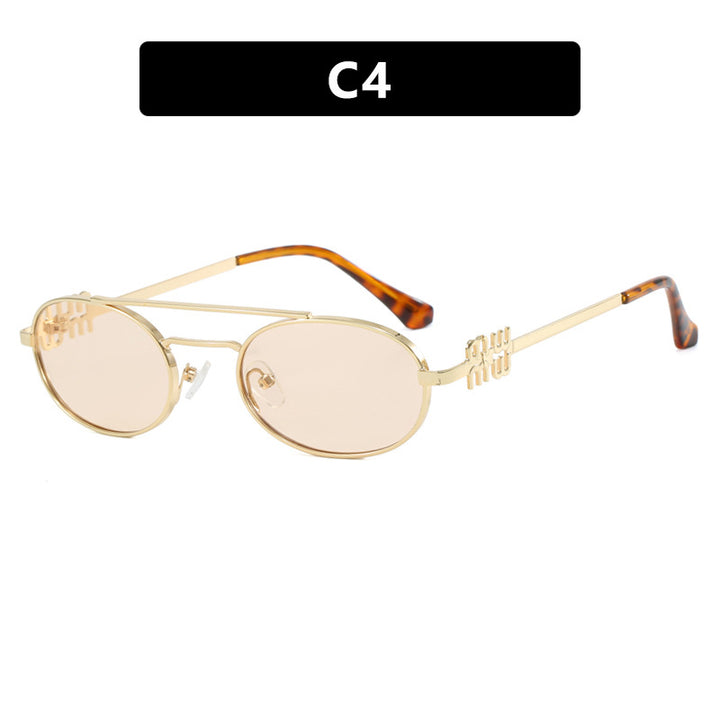 Women's elegant oval sunglasses with luxurious metal frame Bowlift