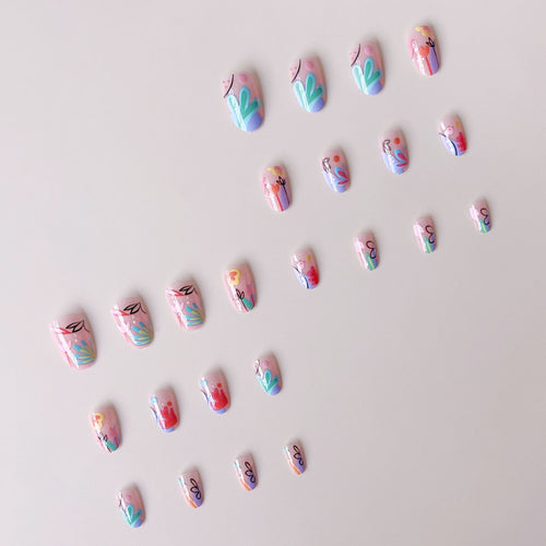 Creative Nail Art Set with Colorful Flower Designs Bowlift