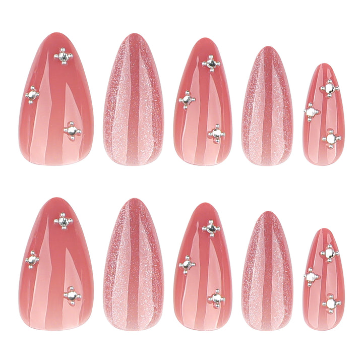 Artistic Nail Extensions with Glitter Design Bowlift