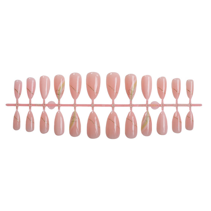 Elegant Press-On Nail Set with Gold Foil Accents Bowlift
