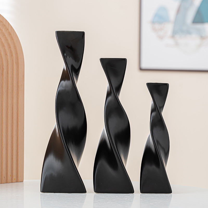 Twisted Contemporary Ceramic Vase Set