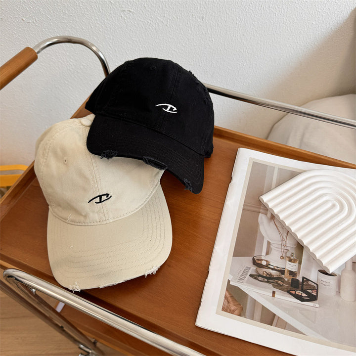 Men's Distressed Cotton Baseball Cap Bowlift