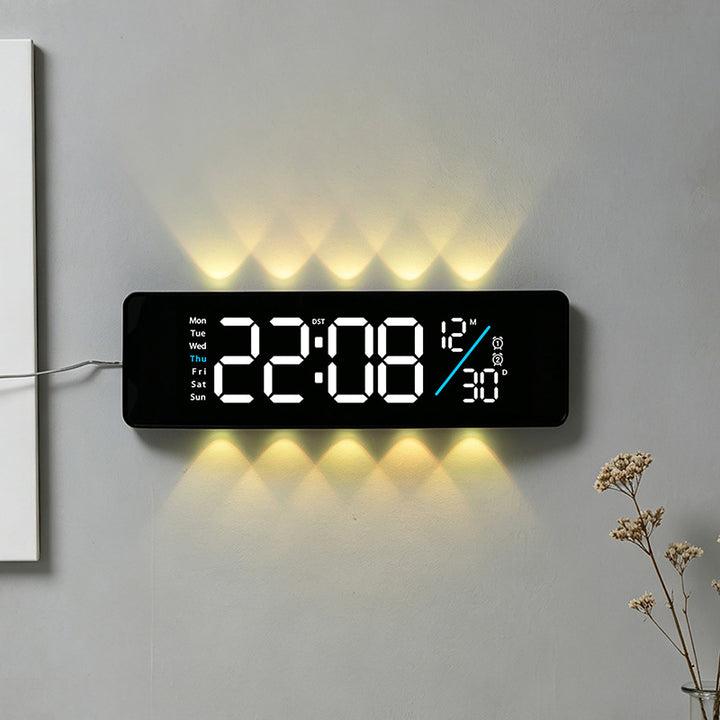 Digital display alarm clock with weekday display and temperature Bowlift