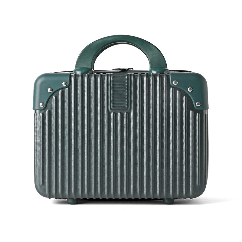 hard-shell travel cosmetic case with double-zip closure top handle and protective feet Bowlift