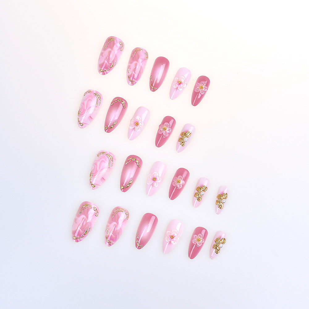 Elegant Marble-Themed Press-On Nail Set Bowlift