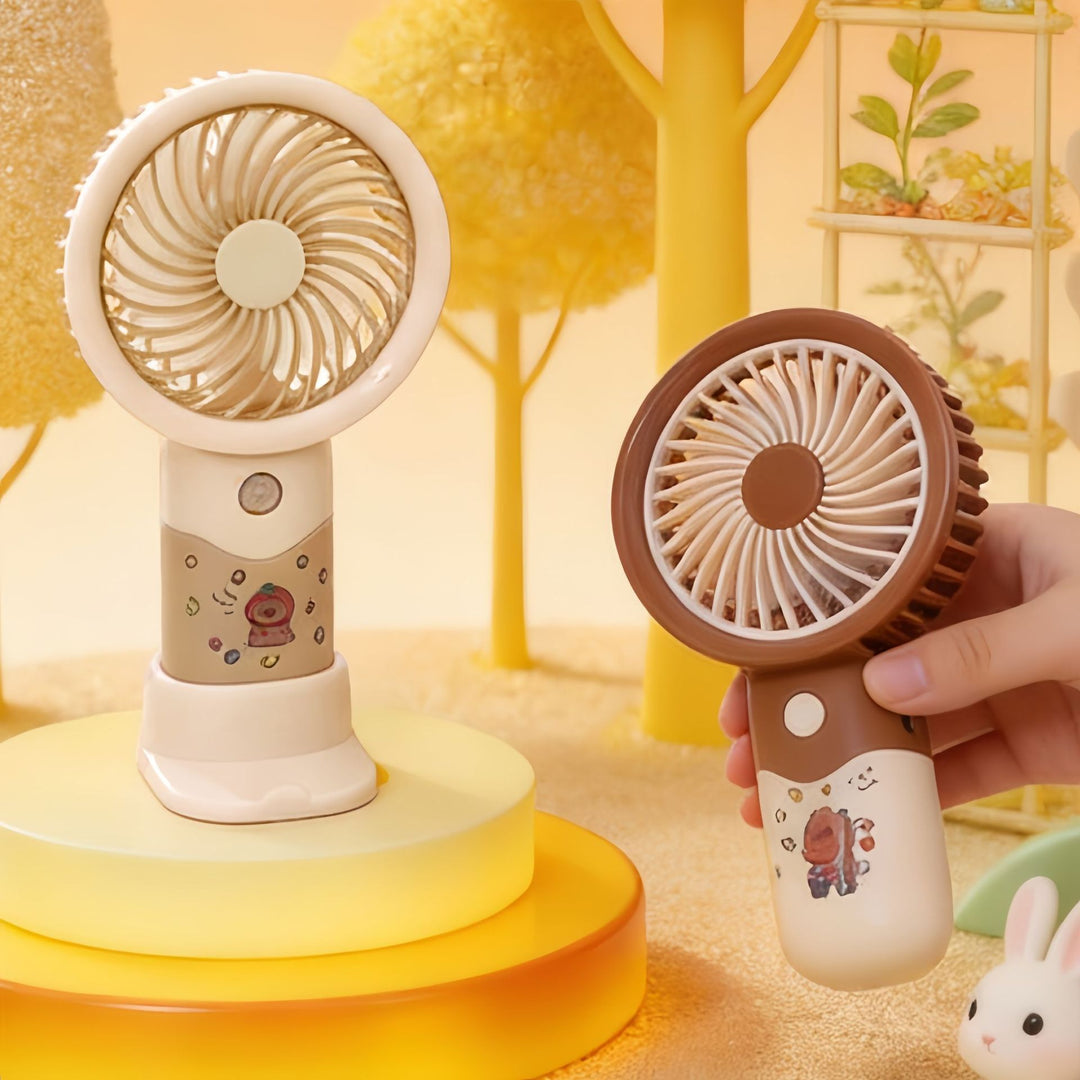 Ladies portable handheld fan with playful animal design Bowlift