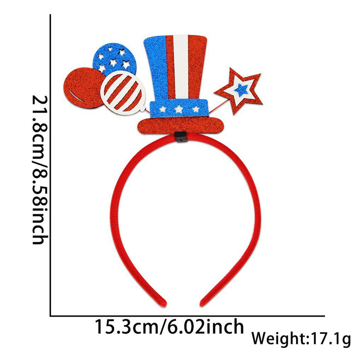 Unisex nan eye-catching party headband with attached pom poms, star tinsel, and small flag pendants Bowlift