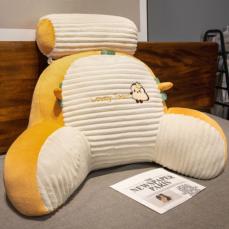Plush back support pillow in toast design Bowlift