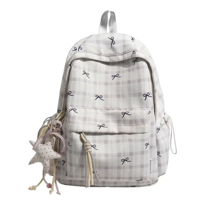 Stylish Plaid Pattern Backpack Bowlift