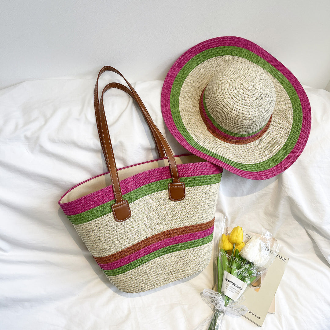 WoColorful Straw Beach Tote Bag Bowlift