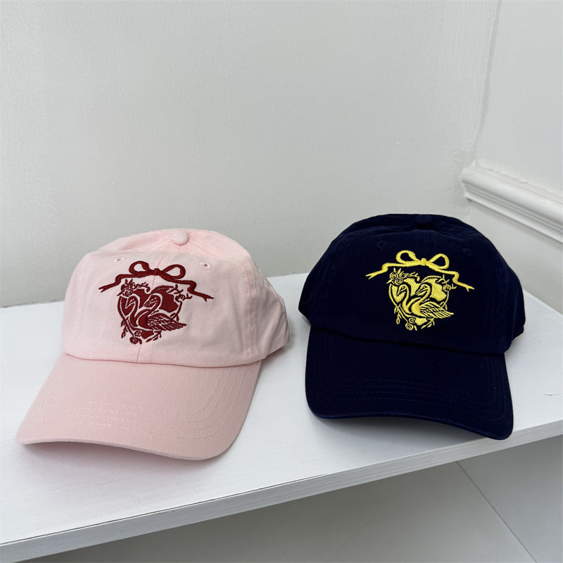 Women's Embroidered Swan-Themed Baseball Cap Bowlift