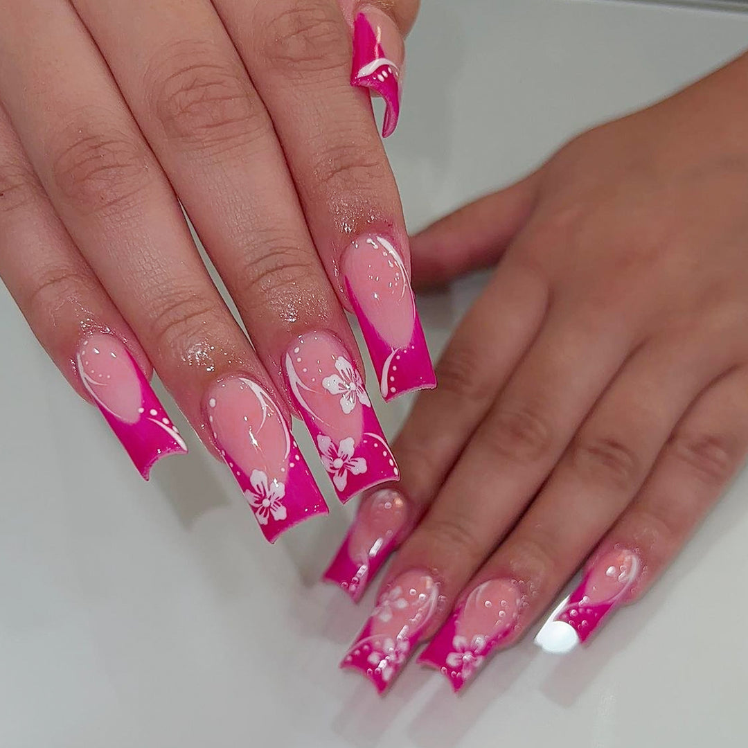 Decorative French Tip Acrylic Nail Art Bowlift
