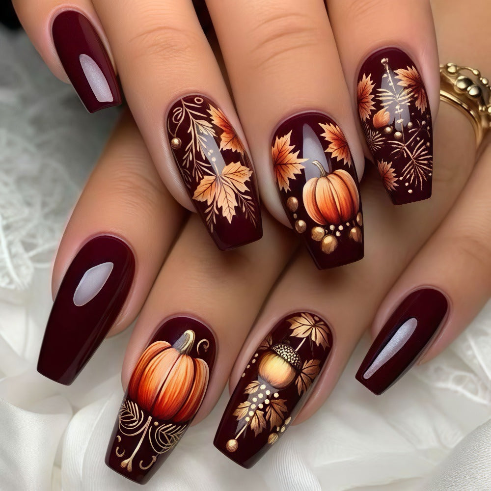 Artificial nails with autumn design Bowlift