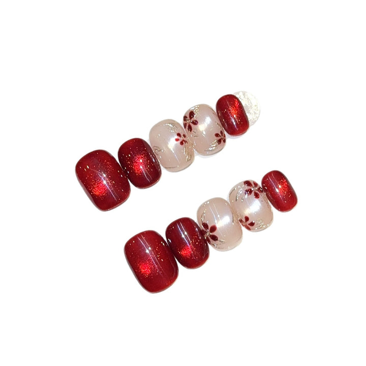 Artificial nails with elegant floral and glitter designs Bowlift