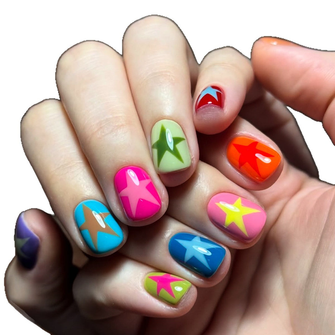 Artificial Nails with Modern Star Design Bowlift