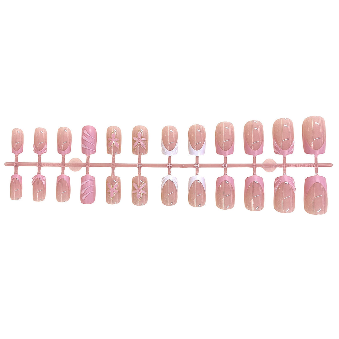 Elegant Floral Design Press-On Nail Set Bowlift