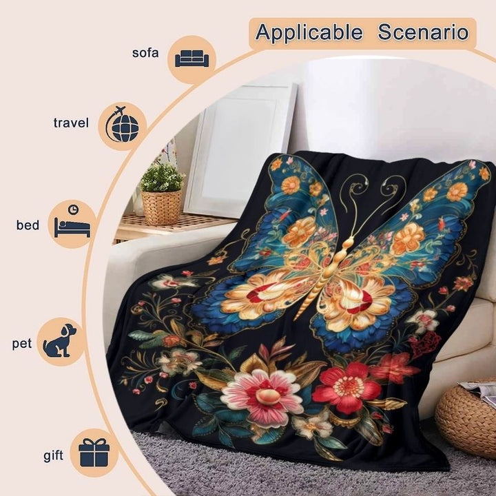 Elegant Floral Butterfly Throw Blanket