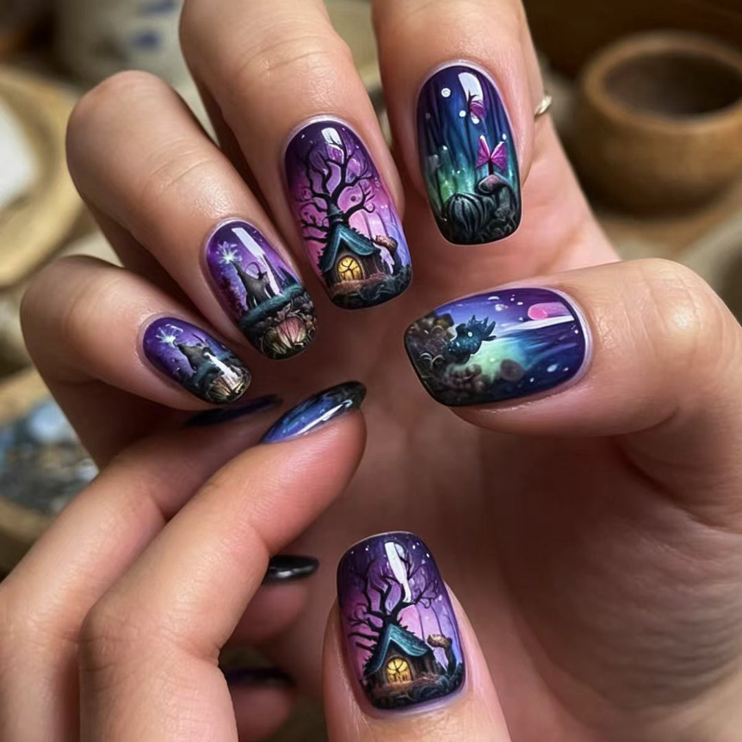 Fairy Tale Forest Design Artificial Nails Bowlift