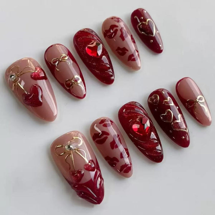 Artistic Floral and Star-Embellished Press-On Nail Set Bowlift