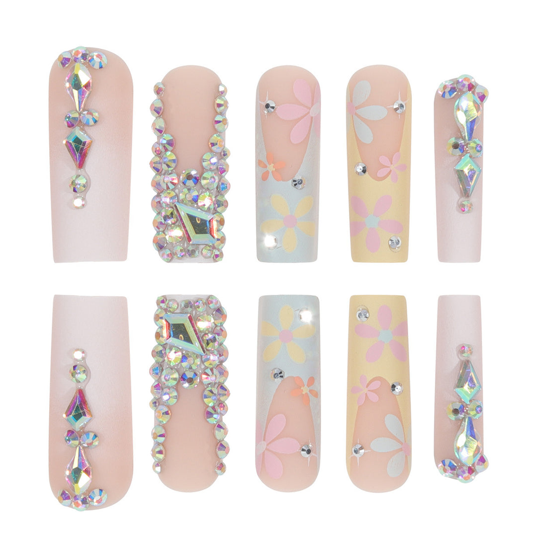 Decorative Rhinestone-Accented Stiletto Press-On Nails Bowlift