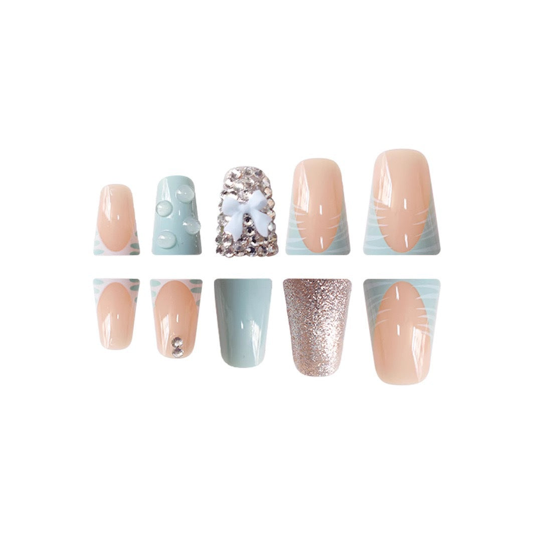 3D Bow and Rhinestone Nail Art Extensions Bowlift
