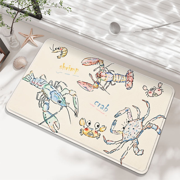 Coastal Marine-Themed Bathroom Mat