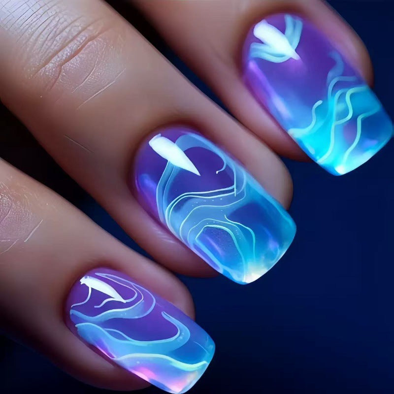Artificial nails with modern wave pattern Bowlift
