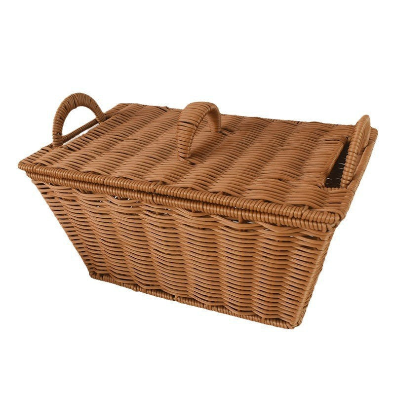 Handcrafted Woven Storage Basket with Lid Bowlift