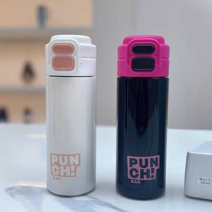Women's modern insulating drinking bottle with innovative closure system Bowlift