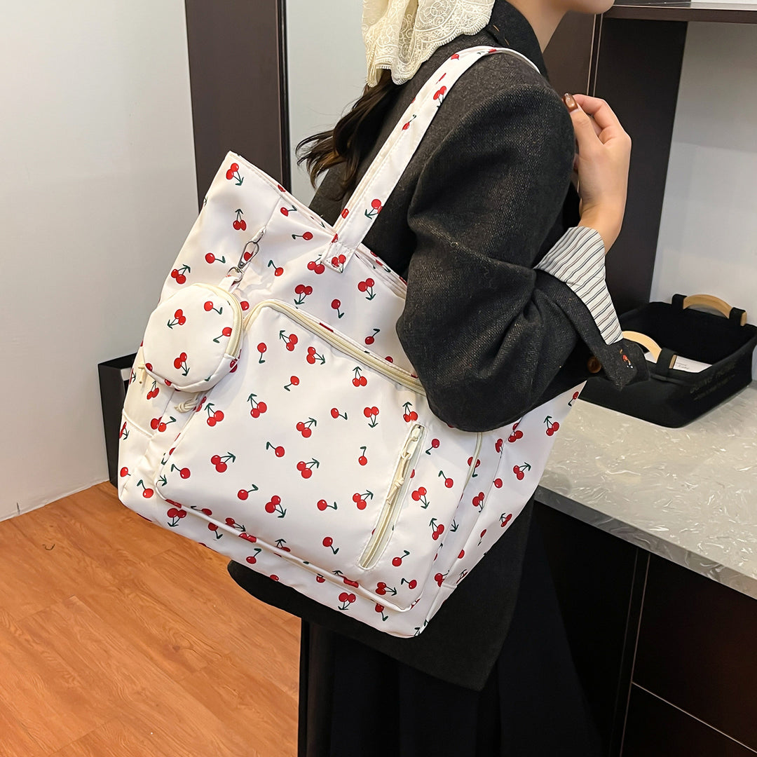 Functional Floral Print Tote Bag Bowlift