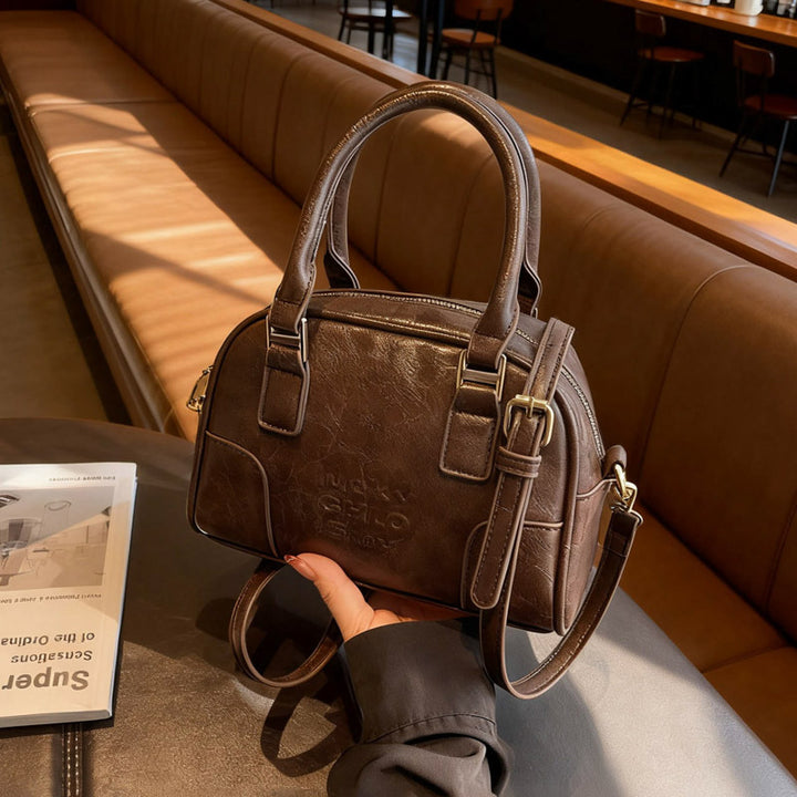 Luxurious Faux Leather Structured Handbag Bowlift