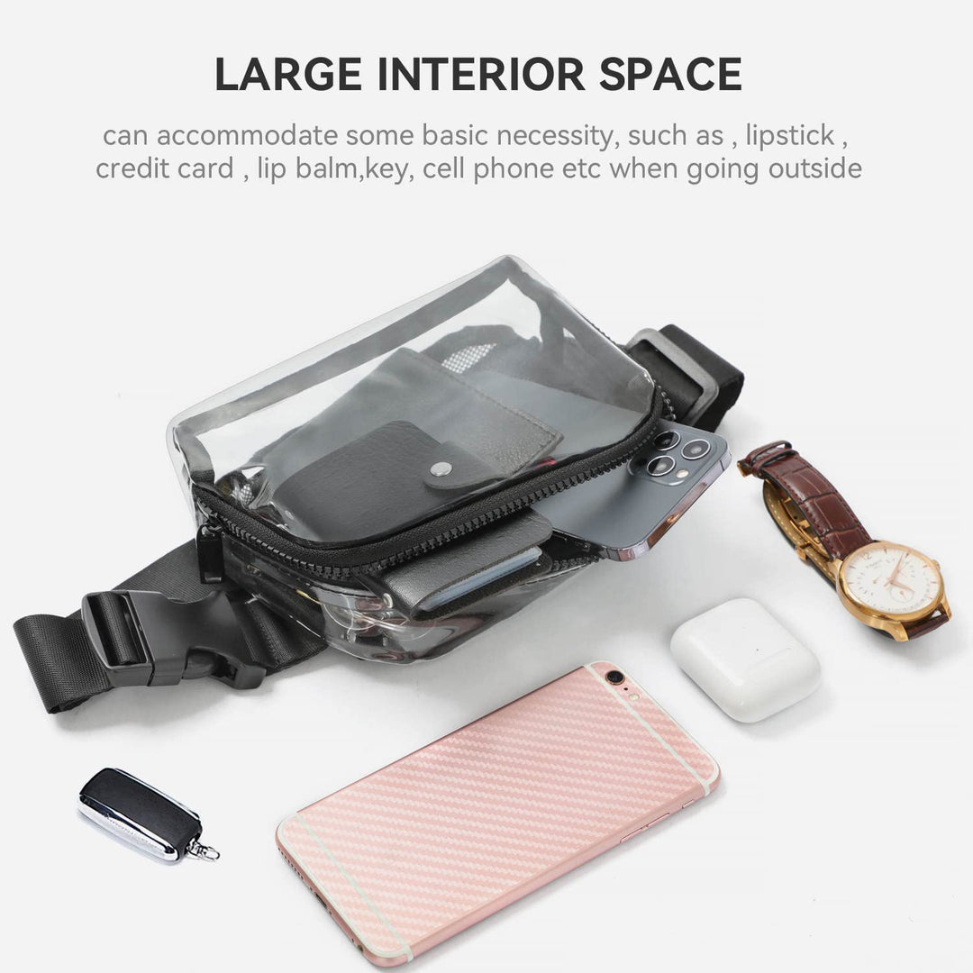 Transparent shoulder bag with mesh side pockets Bowlift