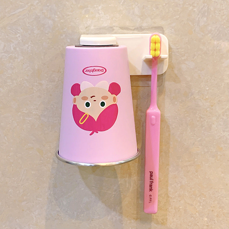 Wall-mounted toothbrush holder with funny cartoon design Bowlift