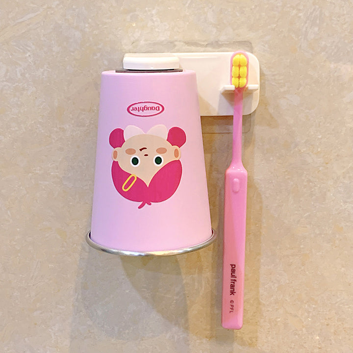 Wall-mounted toothbrush holder with funny cartoon design Bowlift