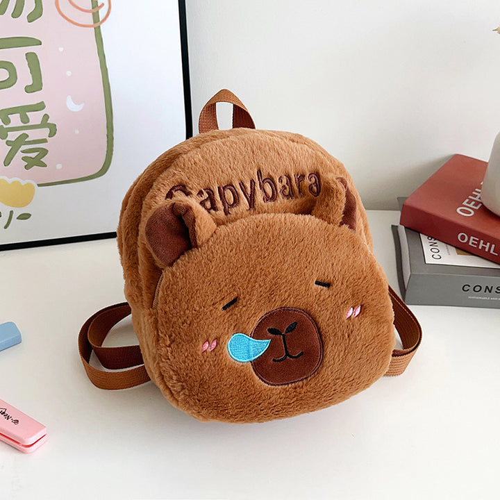 Plush Capybara-Themed Mini Backpack