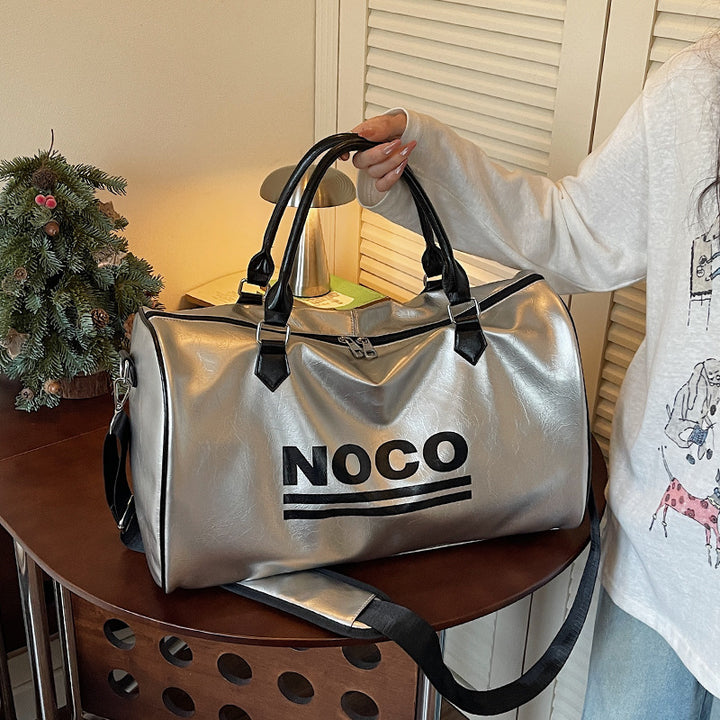 Sleek Metallic Travel Duffel