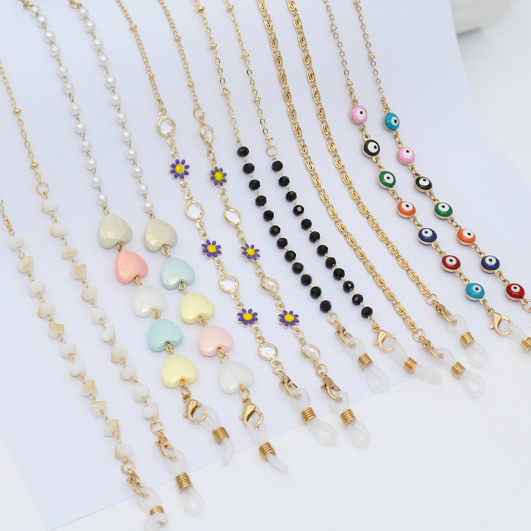 Floral Decorated Eyewear Chain Bowlift