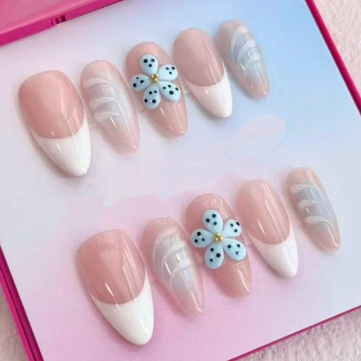 Nature-Themed Artistic Press-On Nail Set Bowlift