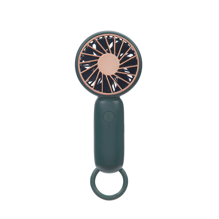 Cooling compact rechargeable handheld fan with carabiner loop and whisper-silent motor Bowlift
