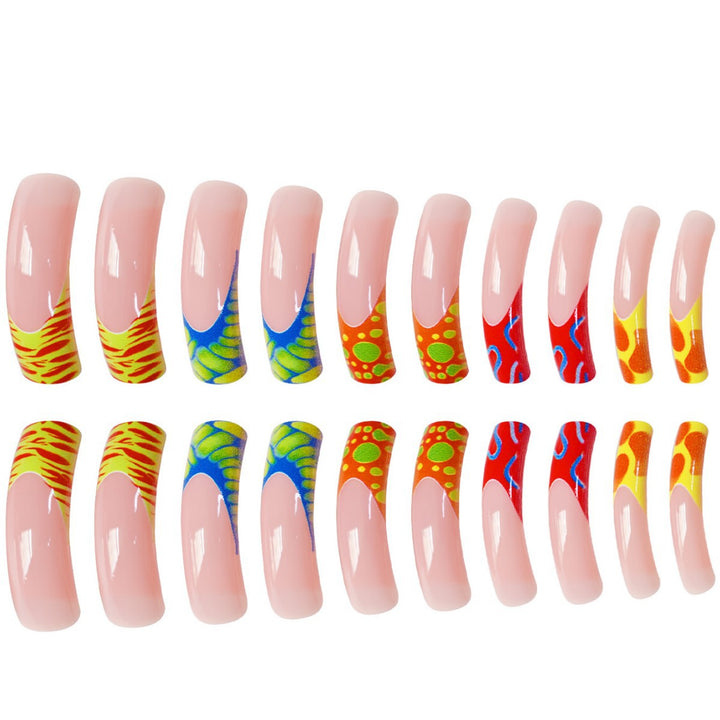 Colorful Artistic Long Nail Enhancements Bowlift