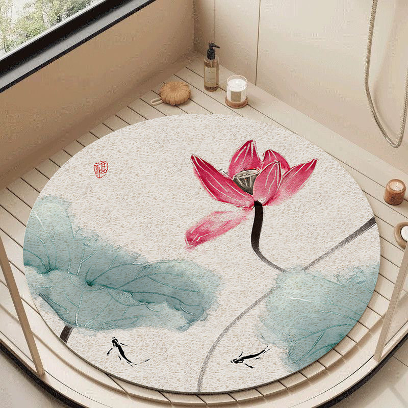 Floral Design Circular Bath Mat Bowlift