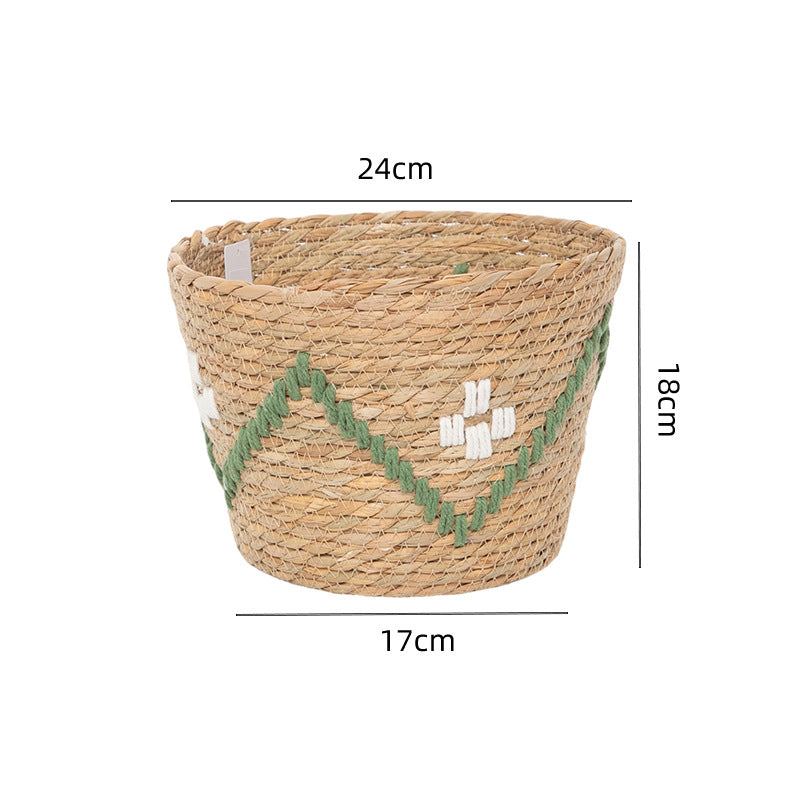 Handwoven storage basket with colorful accents Bowlift