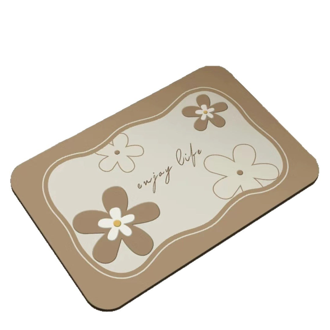 Artistic Floral Bath Mat Bowlift