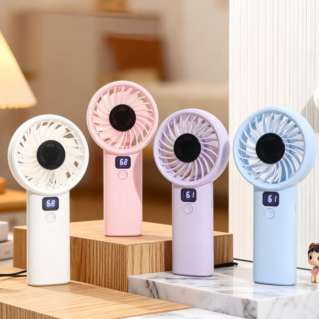 Women Portable Hand Fan with Digital Control and Powerful Battery Bowlift