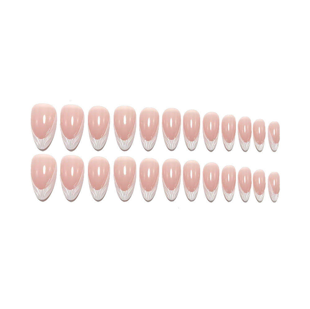 Artificial nails in elegant French lace design Bowlift