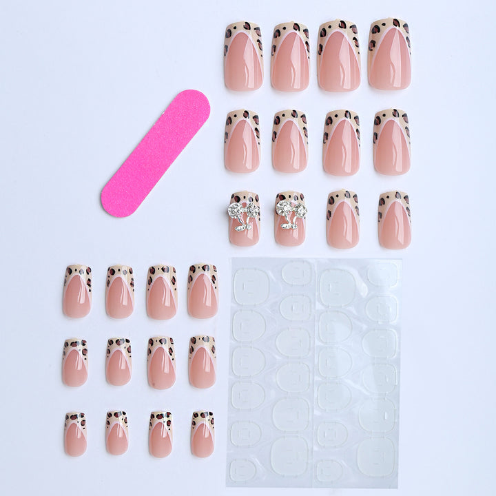 Artificial Nails with Elegant Animal Pattern and Glitter Details Bowlift