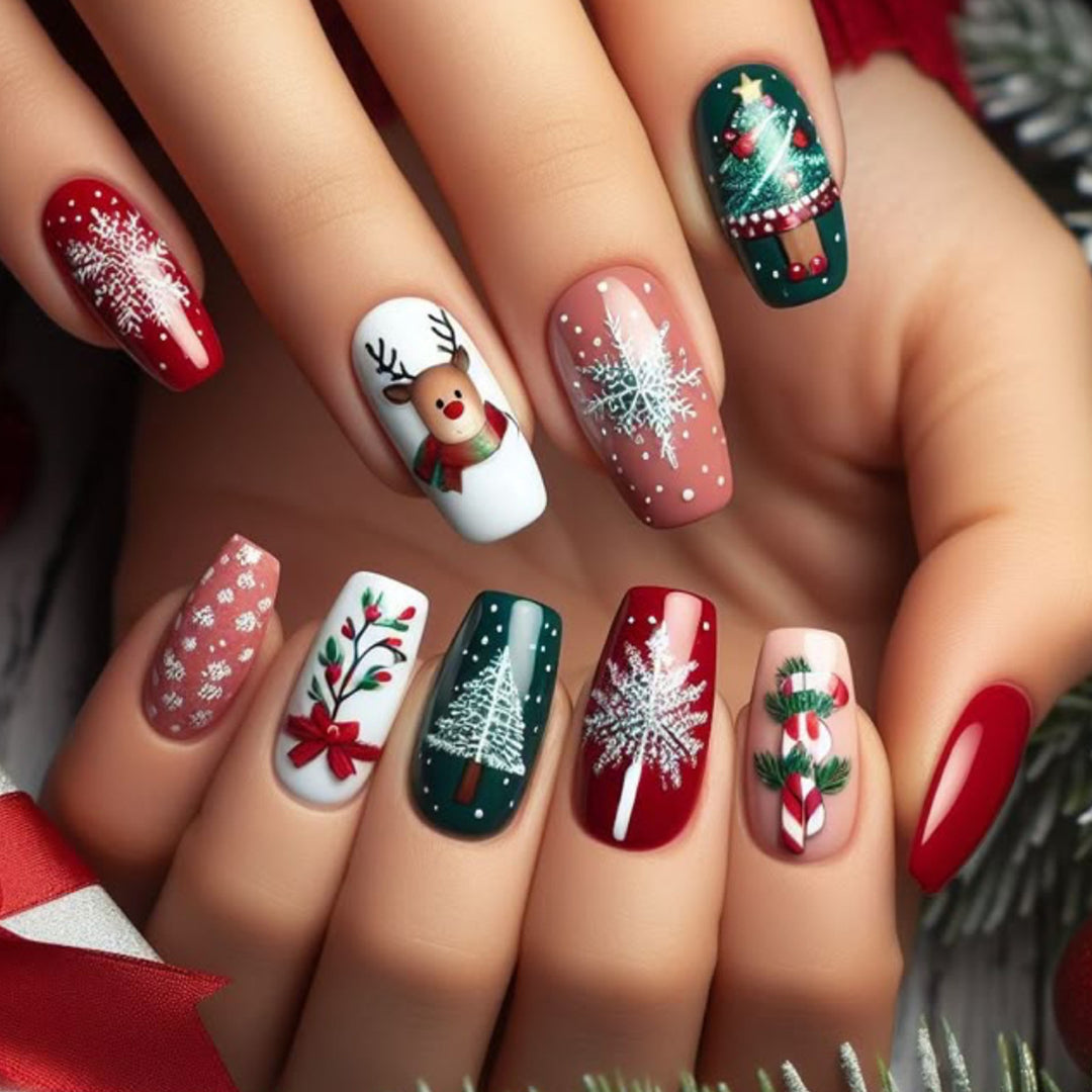 Festive Themed Holiday Nail Art Extensions Bowlift